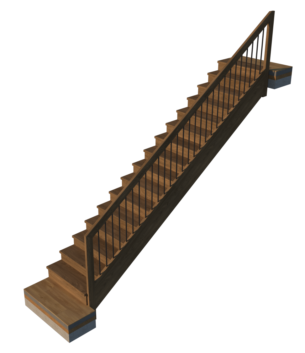 Faltwerk-Treppe mit Belag und Geländer